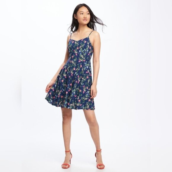 Old Navy Floral Mini Dress - Blue and Pink - Picture 1 of 7